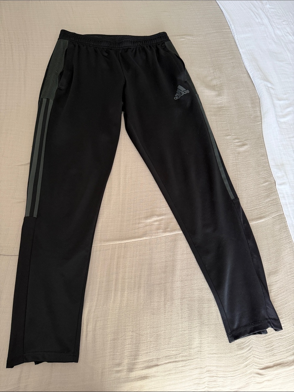 Adidas Black Track Pants with Dark Gray Stripes